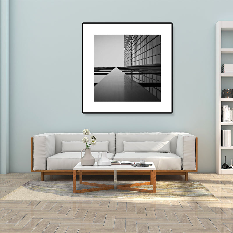 Photograph Architecture Wall Art Print in Dark Color Canvas Wall Decor, Textured Black-Gray Clearhalo 'Art Gallery' 'Canvas Art' 'Contemporary Art Gallery' 'Modern' Arts' 1810231