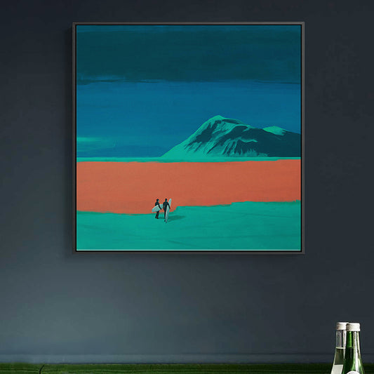 Blue Scenery Canvas Print Go Surfing Pop Art Textured Wall Decor for House Interior Clearhalo 'Arts' 'Canvas Art' 1810271