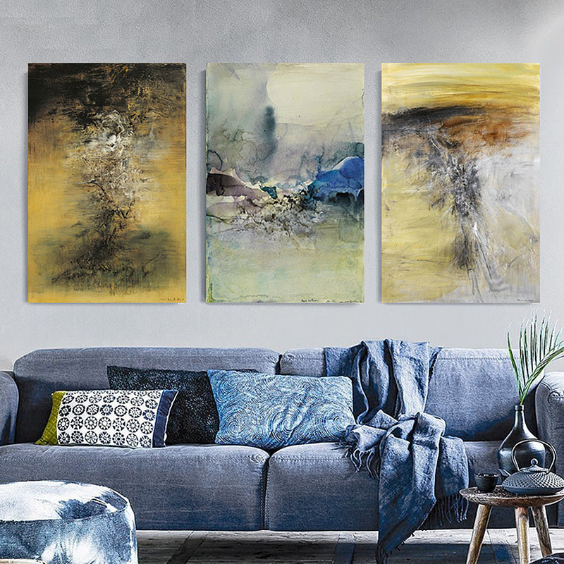 Watercolor Painting Light Color Abstract Expressionism Style Wall Decor for Dining Room, Set of 3 Brown Clearhalo 'Arts' 'Canvas Art' 1810289