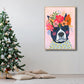 Cartoon Pet Wearing Flowers Art Print Canvas Textured Colorful Wall Decor for Nursery Clearhalo 'Art Gallery' 'Canvas Art' 'Kids' Arts' 1810309