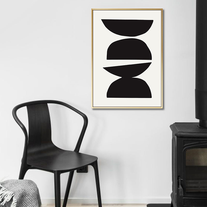 Illustration Pattern Wall Art Decor Dining Room Abstract Print Canvas in Dark Color Matte Black Clearhalo 'Arts' 'Canvas Art' 1810340