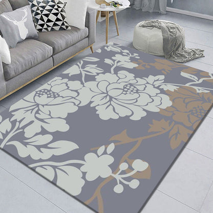 Stylish Multicolor Modernist Rug Polyester Leaf and Flower Pattern Rug Washable Pet Friendly Non-Slip Carpet for Living Room Purple Clearhalo 'Area Rug' 'Modern' 'Rugs' Rug' 1810448