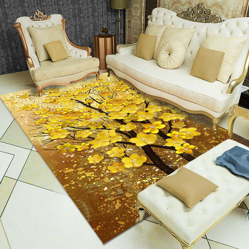 Modernist Botanical Pattern Rug Multicolor Polyester Rug Non-Slip Backing Washable Pet Friendly Carpet for Home Yellow Clearhalo 'Area Rug' 'Modern' 'Rugs' Rug' 1810469