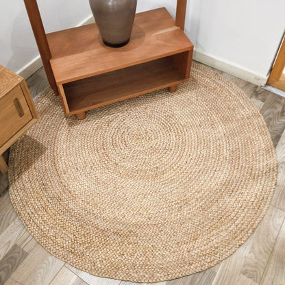 Khaki Plain Rug Jute Rural Rug Washable Anti-Slip Pet Friendly Area Rug for Living Room Khaki 3'3" x 3'3" Clearhalo 'Area Rug' 'Rug' 1810505