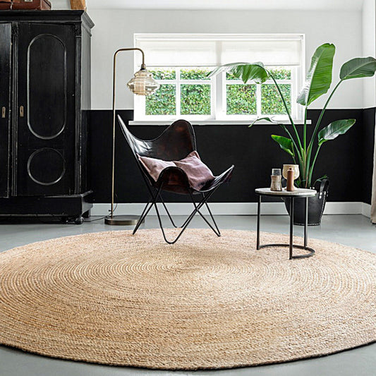 Khaki Plain Rug Jute Rural Rug Washable Anti-Slip Pet Friendly Area Rug for Living Room Clearhalo 'Area Rug' 'Rug' 1810506