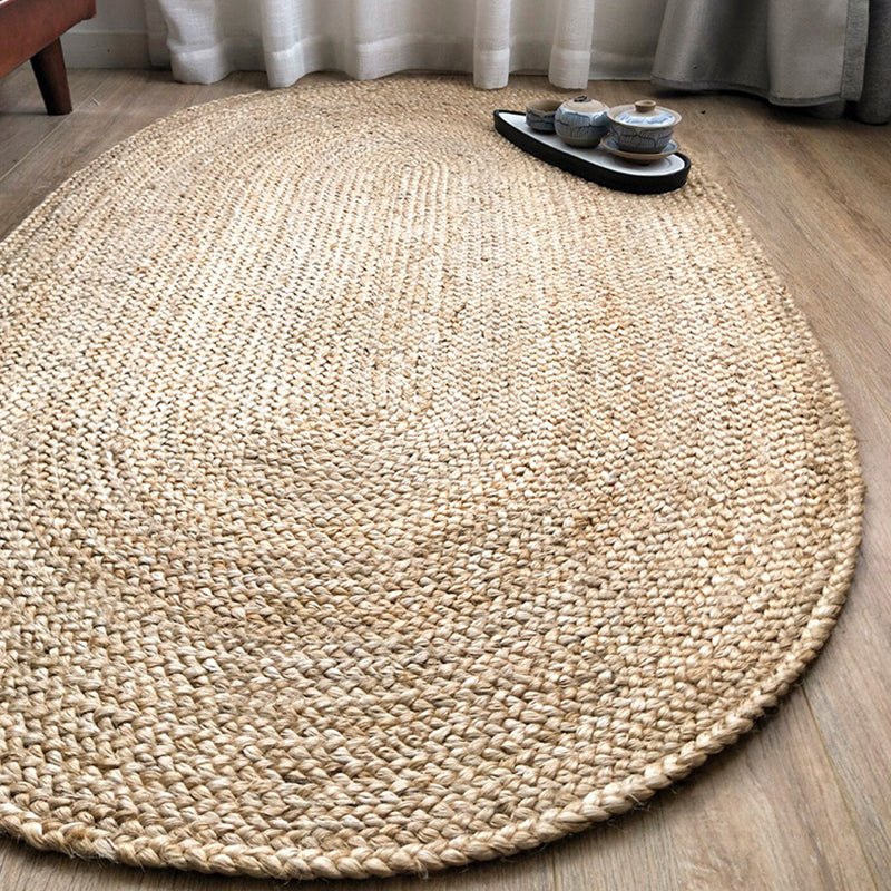 Khaki Plain Rug Jute Rural Rug Washable Anti-Slip Pet Friendly Area Rug for Living Room Brown 2'11" x 4'11" Clearhalo 'Area Rug' 'Rug' 1810509