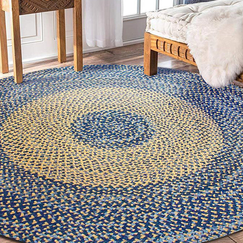 Countryside Circle Pattern Rug Blue and Brown Sisal Rug Non-Slip ...