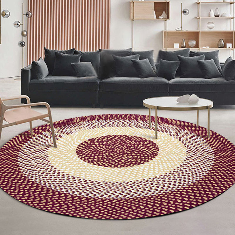 Casual Red Rustic Rug Cotton Circles Pattern Rug Machine Washable Pet Friendly Non-Slip Carpet for Bedroom Red Clearhalo 'Area Rug' 'Rug' 1810573