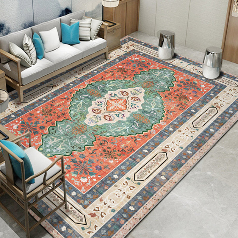 Shabby Chic Flower Pattern Rug Multicolor Polyester Rug Non-Slip Backing Washable Pet Friendly Carpet for Home Red Clearhalo 'Area Rug' 'Rugs' 'Shabby Chic' Rug' 1810640