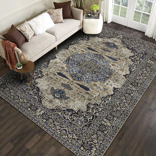 Shabby Chic Flower Pattern Rug Multicolor Polyester Rug Non-Slip Backing Washable Pet Friendly Carpet for Home Black Clearhalo 'Area Rug' 'Rugs' 'Shabby Chic' Rug' 1810647