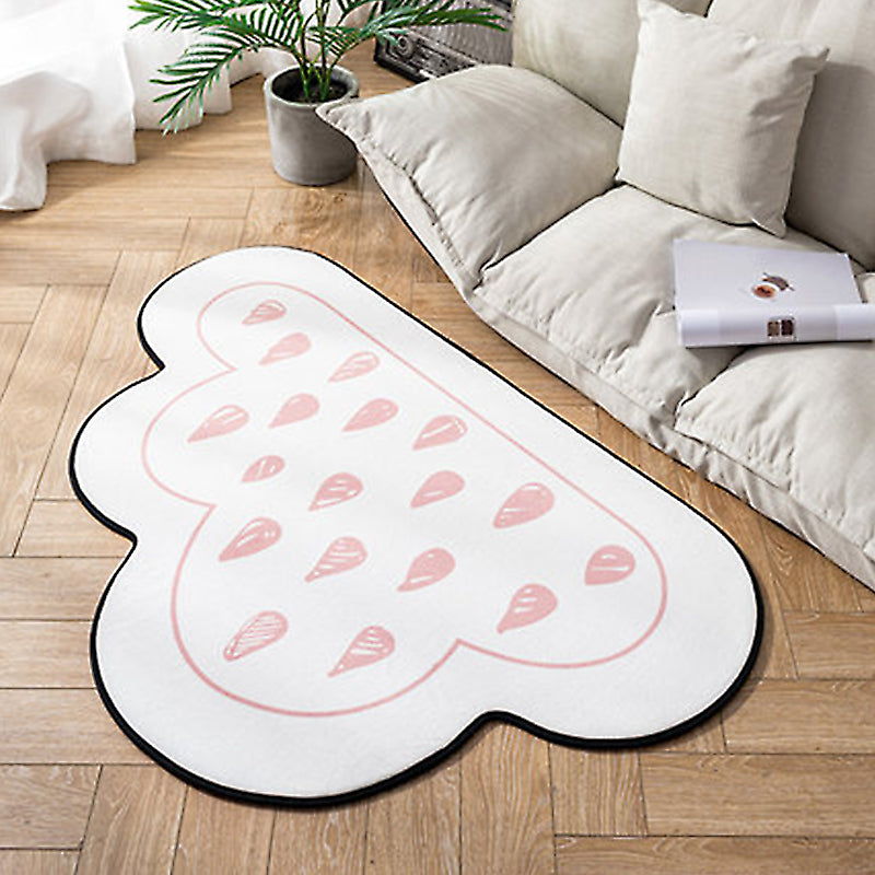 White Cloud Pattern Rug with Spots Polyester Novelty Rug Washable Anti-Slip Pet Friendly Area Rug for Bedroom Light Red Clearhalo 'Area Rug' 'Casual' 'Rugs' Rug' 1810683
