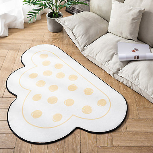 White Cloud Pattern Rug with Spots Polyester Novelty Rug Washable Anti-Slip Pet Friendly Area Rug for Bedroom Yellow