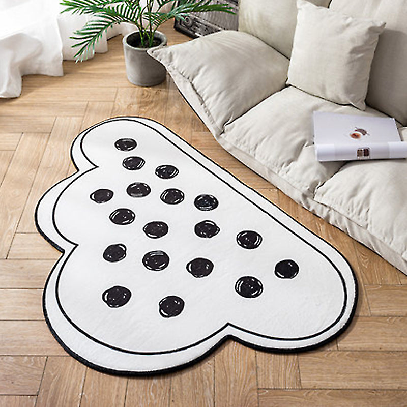 White Cloud Pattern Rug with Spots Polyester Novelty Rug Washable Anti-Slip Pet Friendly Area Rug for Bedroom Gloss Black Clearhalo 'Area Rug' 'Casual' 'Rugs' Rug' 1810686