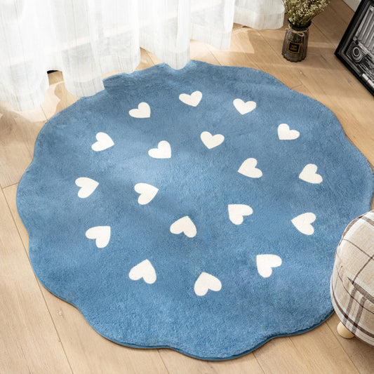 Nordic Heart Pattern Rug Polyester Rug Non-Slip Backing Washable Pet Friendly Carpet for Home Blue Clearhalo 'Area Rug' 'Casual' 'Rugs' Rug' 1810687