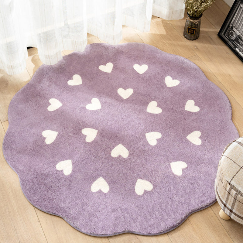 Nordic Heart Pattern Rug Polyester Rug Non-Slip Backing Washable Pet Friendly Carpet for Home Purple Clearhalo 'Area Rug' 'Casual' 'Rugs' Rug' 1810693