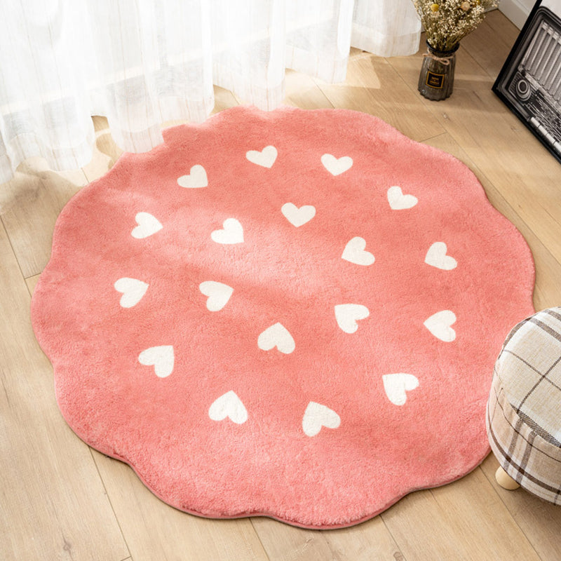 Nordic Heart Pattern Rug Polyester Rug Non-Slip Backing Washable Pet Friendly Carpet for Home Pink Clearhalo 'Area Rug' 'Casual' 'Rugs' Rug' 1810694