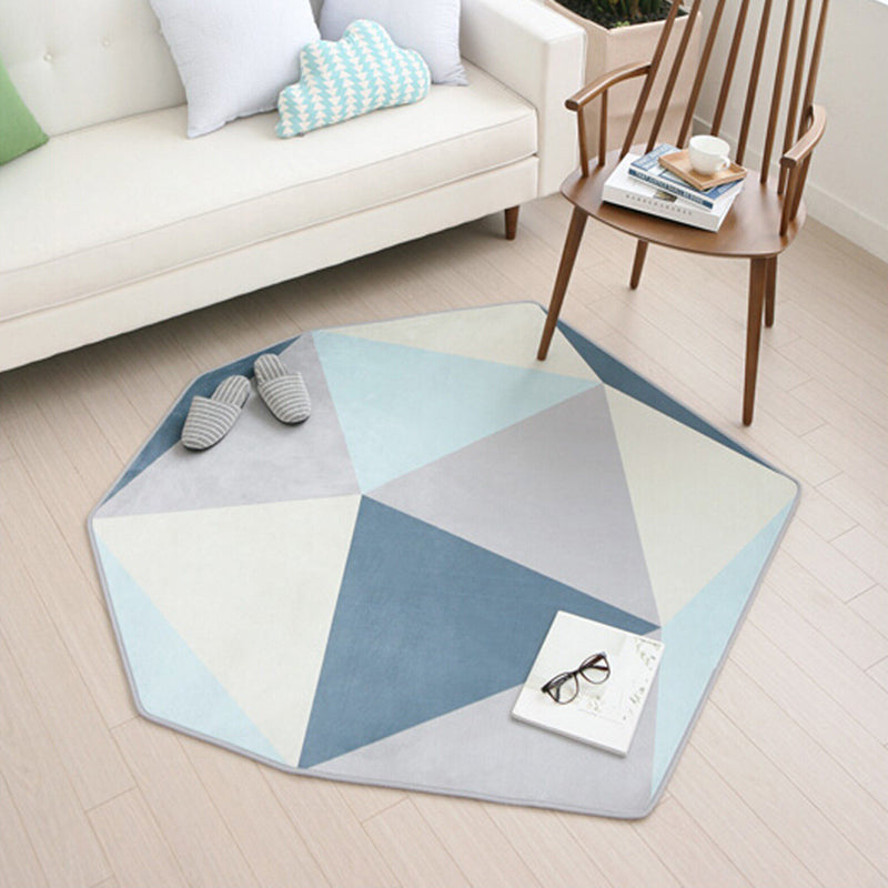 Multicolor Geometric Pattern Rug Polyester Contemporary Rug Washable Anti-Slip Pet Friendly Area Rug for Bedroom Blue Clearhalo 'Area Rug' 'Rug' 1810724