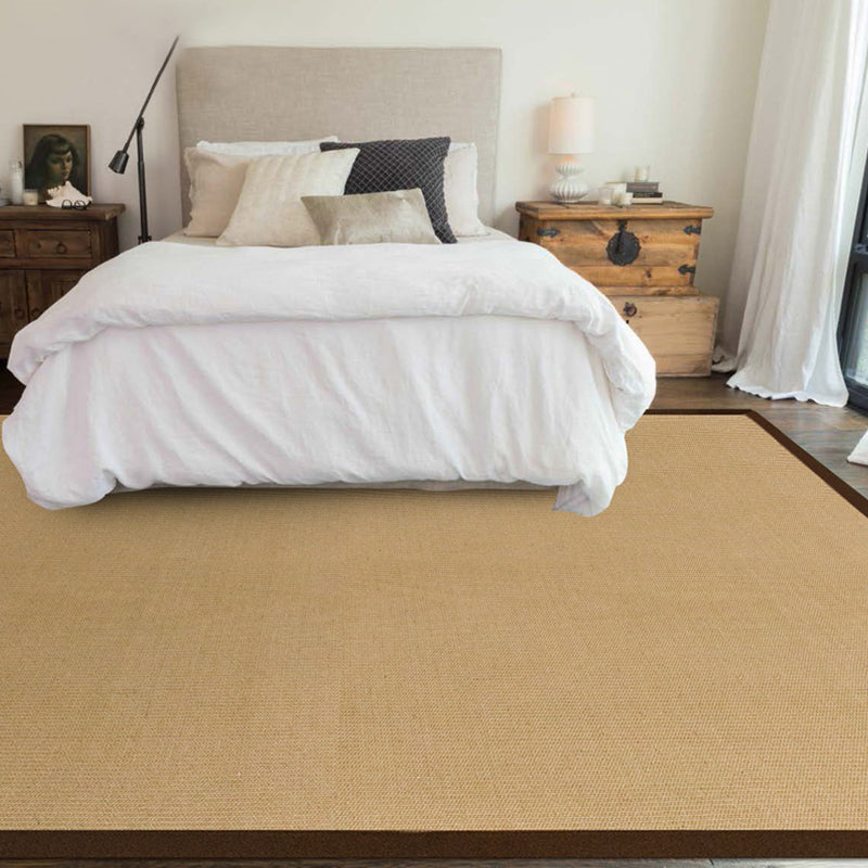 Brown Solid Color Rug Jute Rural Rug Washable Anti-Slip Pet Friendly Area Rug for Living Room Clearhalo 'Area Rug' 'Rug' 1810726