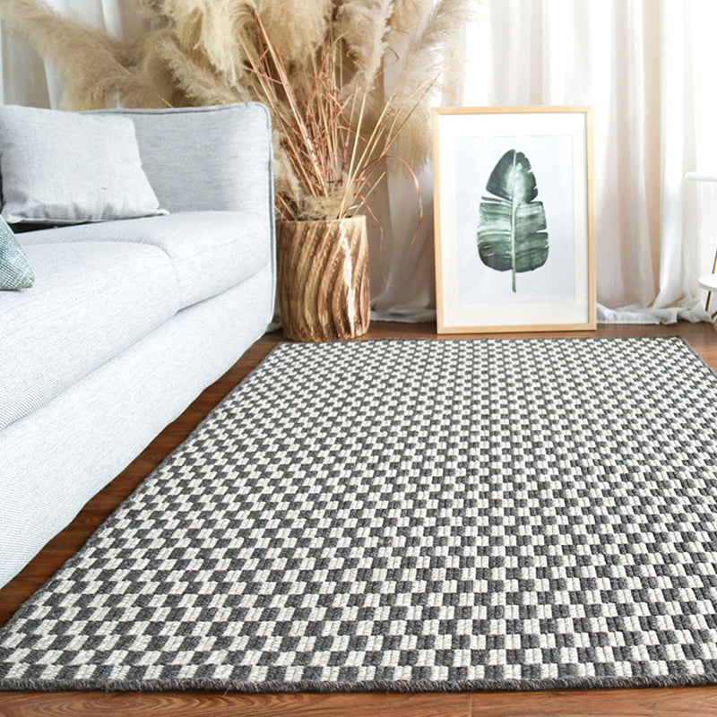 Countryside Checked Pattern Rug Brown and Black Sisal Rug Non-Slip Backing Washable Pet Friendly Carpet for Home Black Clearhalo 'Area Rug' 'Rug' 1810762