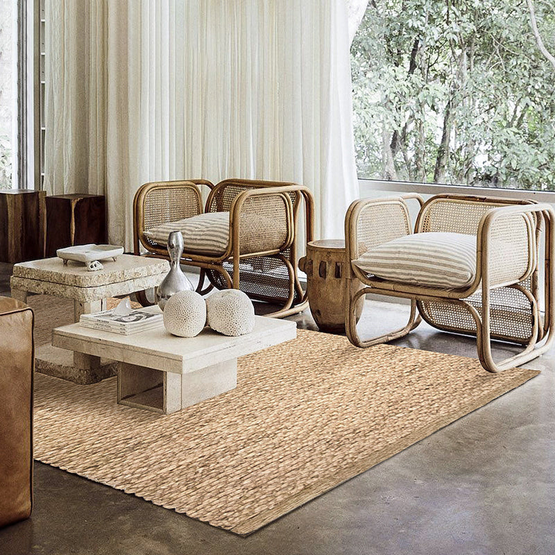 Brown Plain Rug Jute Rural Rug Washable Anti-Slip Pet Friendly Area Rug for Living Room Clearhalo 'Area Rug' 'Rug' 1810771