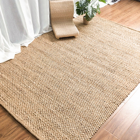 Brown Plain Rug Jute Rural Rug Washable Anti-Slip Pet Friendly Area Rug for Living Room Clearhalo 'Area Rug' 'Rug' 1810772