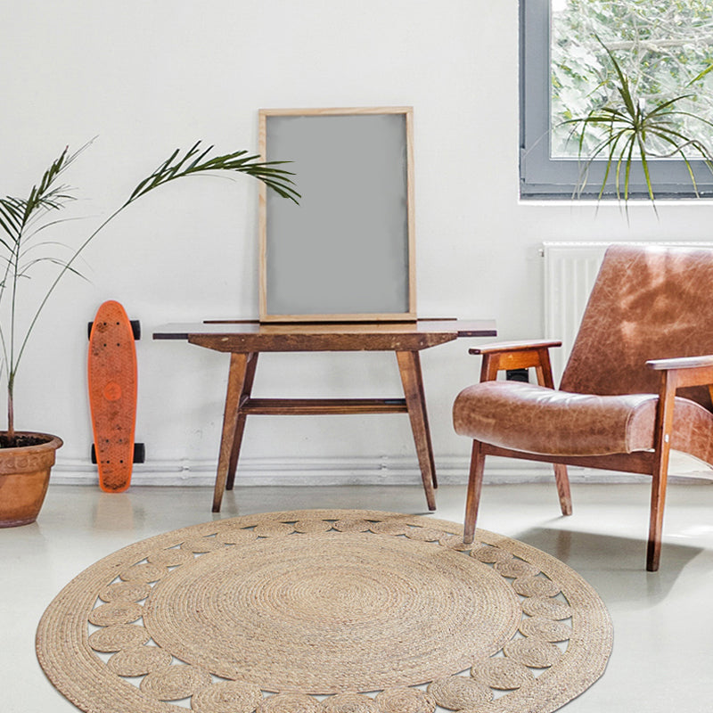 Khaki and Brown Bedroom Rug Rustic Solid Color Rug Sisal Reversible Washable Pet Friendly Area Rug Clearhalo 'Area Rug' 'Rug' 1810807