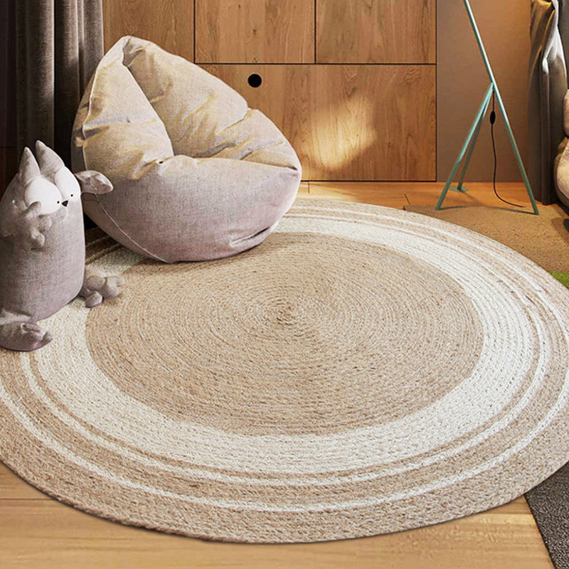 Simple Rustic Rug Brown and Beige Circles Pattern Rug Washable Pet ...
