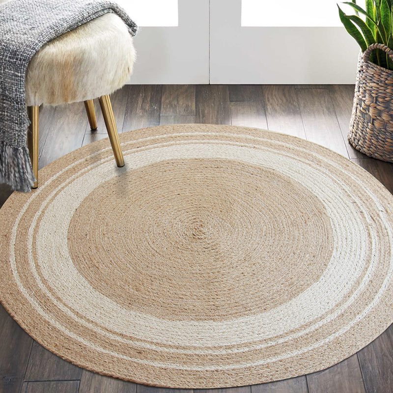 Simple Rustic Rug Brown and Beige Circles Pattern Rug Washable Pet ...