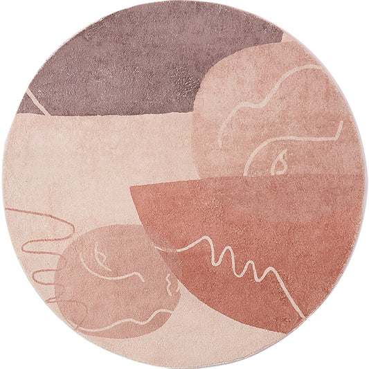 Modernist Abstract Rug Pink Polyester Rug Non-Slip Pet Friendly Washable Are Rug for Living Room