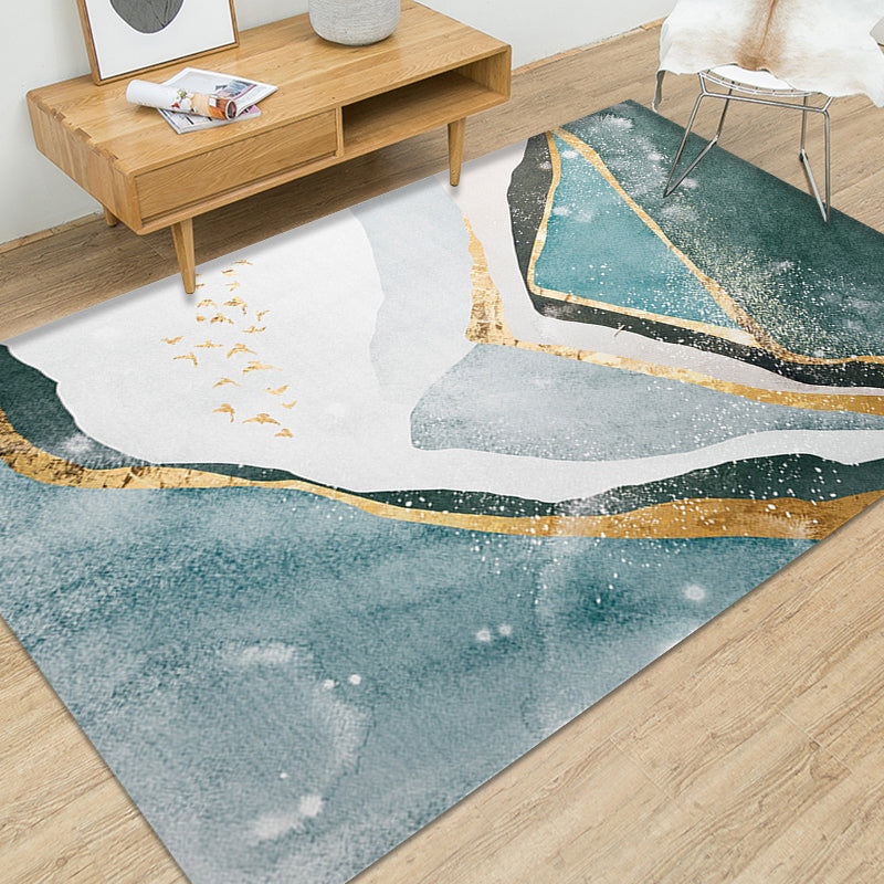 Creative Abstract Rug Green and Blue Modernism Rug Polyester Pet Friendly Washable Non-Slip Area Rug for Bedroom Green 4'7" x 6'7" Clearhalo 'Area Rug' 'Rug' 1810963