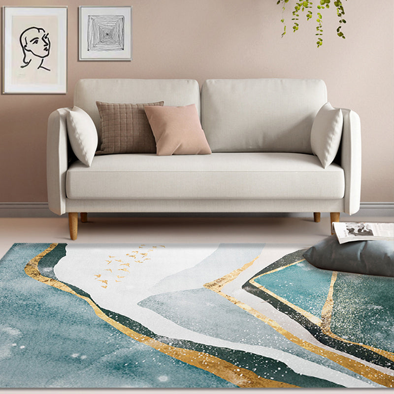 Creative Abstract Rug Green and Blue Modernism Rug Polyester Pet Friendly Washable Non-Slip Area Rug for Bedroom Clearhalo 'Area Rug' 'Rug' 1810964