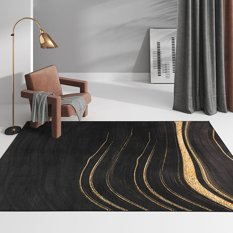 Creative Abstract Rug Green and Blue Modernism Rug Polyester Pet Friendly Washable Non-Slip Area Rug for Bedroom Black 4'7" x 6'7" Clearhalo 'Area Rug' 'Rug' 1810966