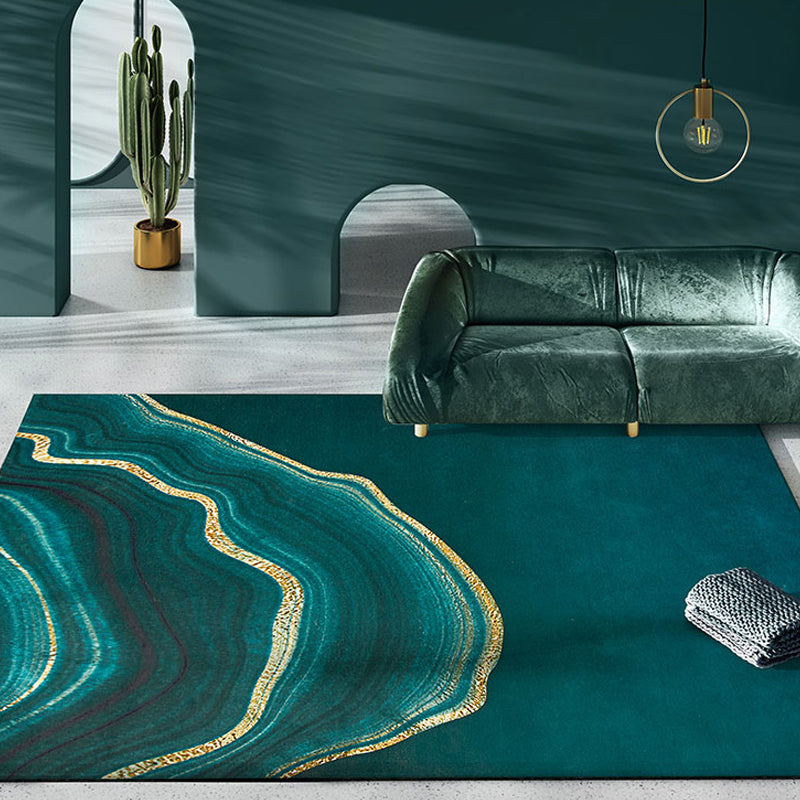 Creative Abstract Rug Green and Blue Modernism Rug Polyester Pet Friendly Washable Non-Slip Area Rug for Bedroom Dark Green 4'7" x 6'7" Clearhalo 'Area Rug' 'Rug' 1810972