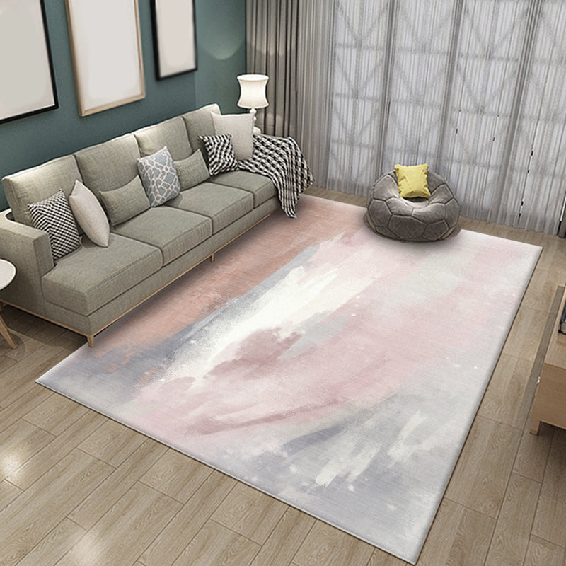 Funky Brushstroke Pattern Rug Multicolor Modernism Rug Polyester Pet Friendly Washable Non-Slip Area Rug for Bedroom Light Pink Clearhalo 'Area Rug' 'Modern' 'Rugs' Rug' 1811057
