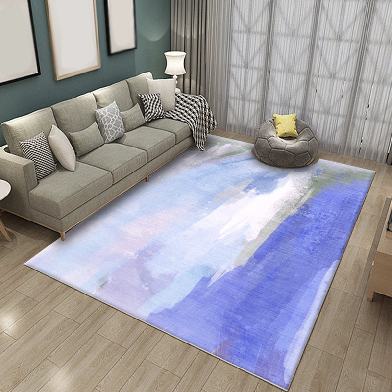 Funky Brushstroke Pattern Rug Multicolor Modernism Rug Polyester Pet Friendly Washable Non-Slip Area Rug for Bedroom Blue Clearhalo 'Area Rug' 'Modern' 'Rugs' Rug' 1811059