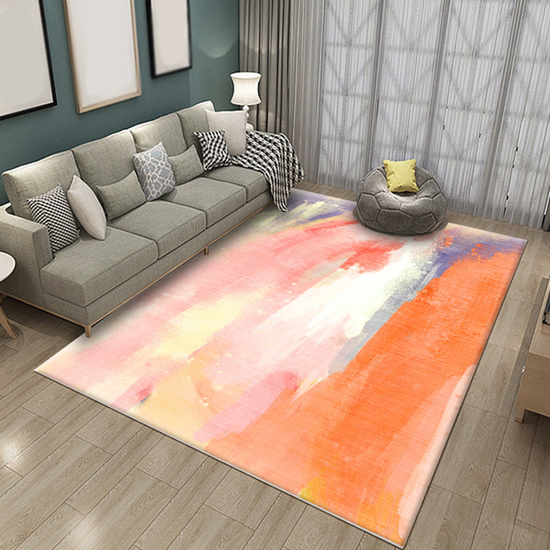 Funky Brushstroke Pattern Rug Multicolor Modernism Rug Polyester Pet Friendly Washable Non-Slip Area Rug for Bedroom Yellow-Red Clearhalo 'Area Rug' 'Modern' 'Rugs' Rug' 1811060