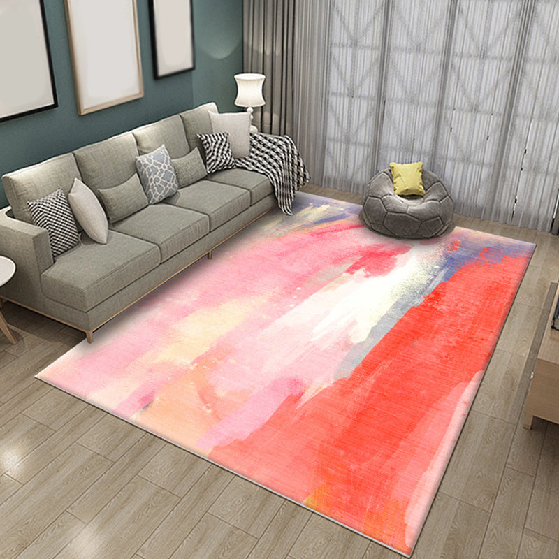 Funky Brushstroke Pattern Rug Multicolor Modernism Rug Polyester Pet Friendly Washable Non-Slip Area Rug for Bedroom Watermelon Red Clearhalo 'Area Rug' 'Modern' 'Rugs' Rug' 1811061
