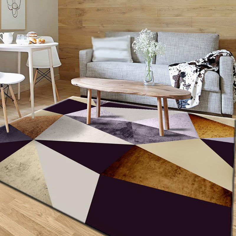 Multicolor Living Room Rug Minimalist Geometric Pattern Rug Polyester Washable Anti-Slip Backing Pet Friendly Carpet Brown Clearhalo 'Area Rug' 'Modern' 'Rugs' Rug' 1811109