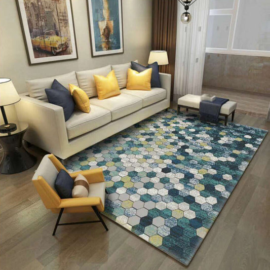 Multicolor Living Room Rug Minimalist Geometric Pattern Rug Polyester Washable Anti-Slip Backing Pet Friendly Carpet Aqua Clearhalo 'Area Rug' 'Modern' 'Rugs' Rug' 1811110