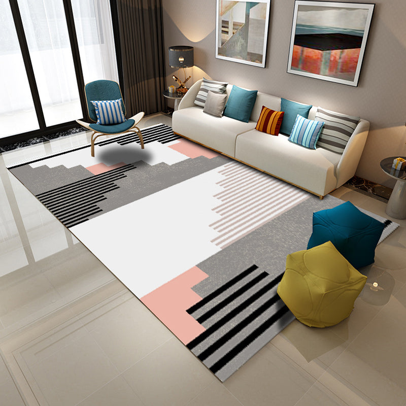 Modernist Geometric Pattern Rug Multicolor Polyester Rug Non-Slip Pet Friendly Washable Are Rug for Living Room Pink Clearhalo 'Area Rug' 'Modern' 'Rugs' Rug' 1811117