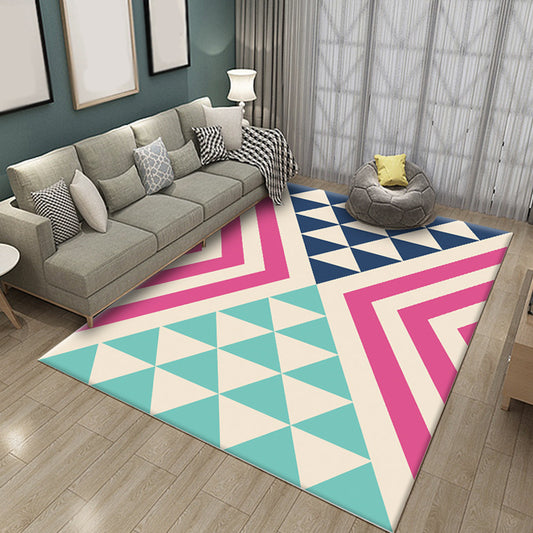 Multicolor Living Room Rug Simple Geometric Pattern Rug Polyester Washable Anti-Slip Backing Pet Friendly Carpet Pink Clearhalo 'Area Rug' 'Modern' 'Rugs' Rug' 1811143
