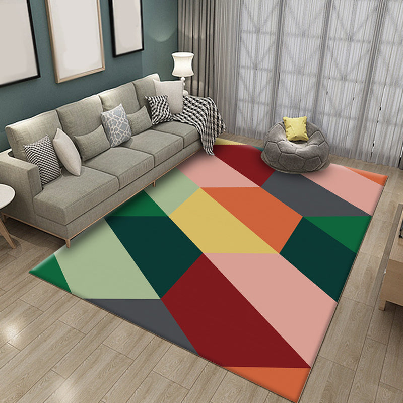 Multicolor Living Room Rug Simple Geometric Pattern Rug Polyester Washable Anti-Slip Backing Pet Friendly Carpet Green Clearhalo 'Area Rug' 'Modern' 'Rugs' Rug' 1811152