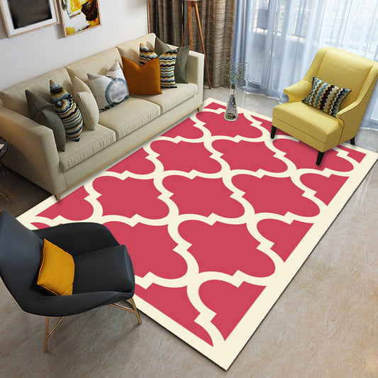 Modernist Geometric Ogee Pattern Rug Multicolor Polyester Rug Non-Slip Pet Friendly Washable Are Rug for Living Room Red Clearhalo 'Area Rug' 'Modern' 'Rugs' Rug' 1811154