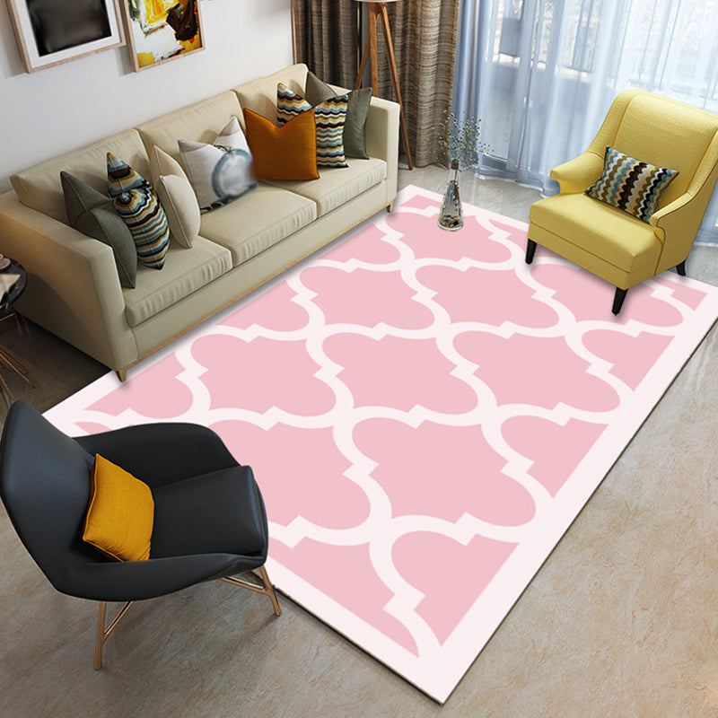 Modernist Geometric Ogee Pattern Rug Multicolor Polyester Rug Non-Slip Pet Friendly Washable Are Rug for Living Room Pink Clearhalo 'Area Rug' 'Modern' 'Rugs' Rug' 1811160