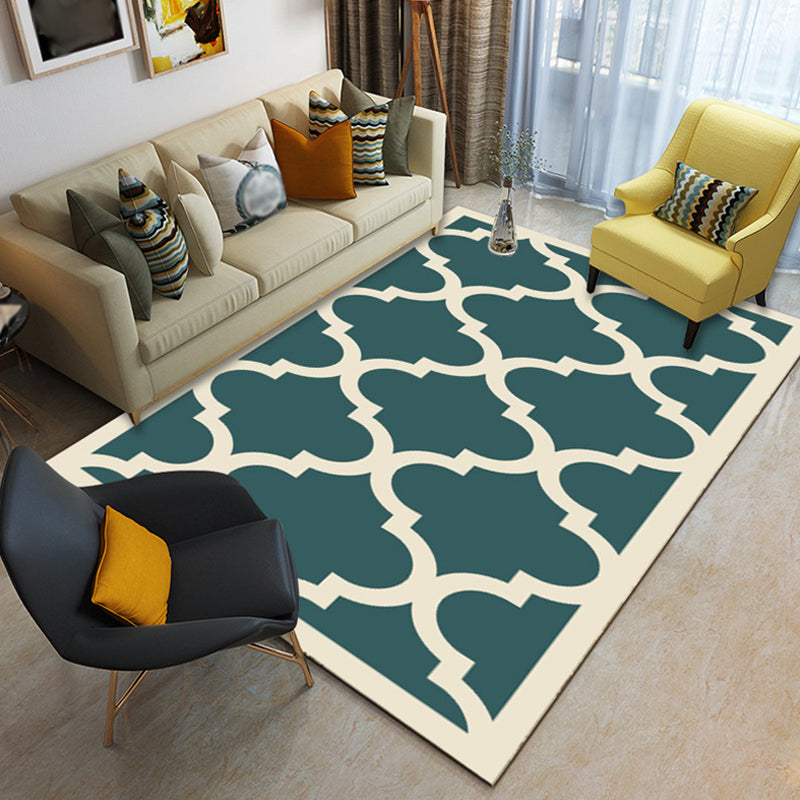 Modernist Geometric Ogee Pattern Rug Multicolor Polyester Rug Non-Slip Pet Friendly Washable Are Rug for Living Room Green Clearhalo 'Area Rug' 'Modern' 'Rugs' Rug' 1811162