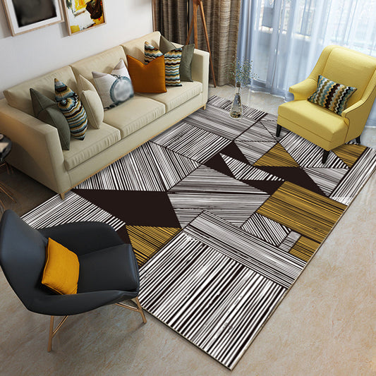 Modernist Geometric Ogee Pattern Rug Multicolor Polyester Rug Non-Slip Pet Friendly Washable Are Rug for Living Room Black Clearhalo 'Area Rug' 'Modern' 'Rugs' Rug' 1811164