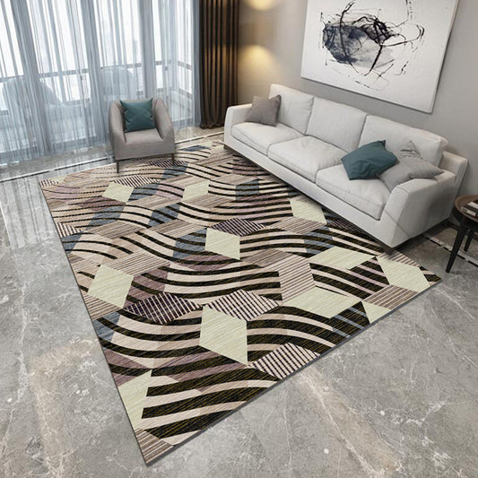 Funky Geometric Pattern Rug Multicolor Modernism Rug Polyester Pet Friendly Washable Non-Slip Area Rug for Bedroom Red Brown Clearhalo 'Area Rug' 'Modern' 'Rugs' Rug' 1811172