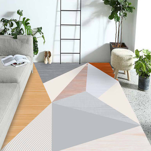 Multicolor Living Room Rug Contemporary Geometric Pattern Rug Polyester Washable Anti-Slip Backing Pet Friendly Carpet Grey