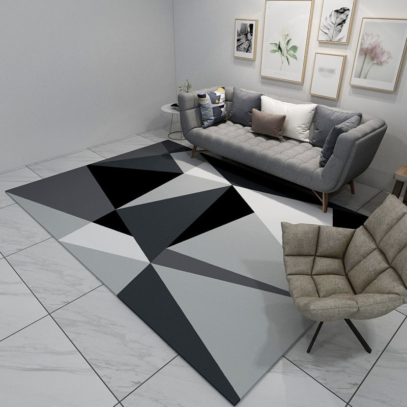 Modern Geometric Pattern Rug Multicolor Polyester Rug Non-Slip Pet Friendly Washable Are Rug for Living Room Black Clearhalo 'Area Rug' 'Modern' 'Rugs' Rug' 1811210