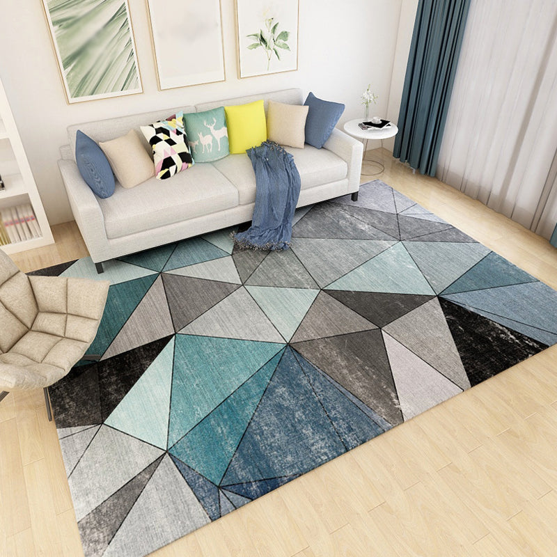 Modern Geometric Pattern Rug Multicolor Polyester Rug Non-Slip Pet Friendly Washable Are Rug for Living Room Blue Clearhalo 'Area Rug' 'Modern' 'Rugs' Rug' 1811212